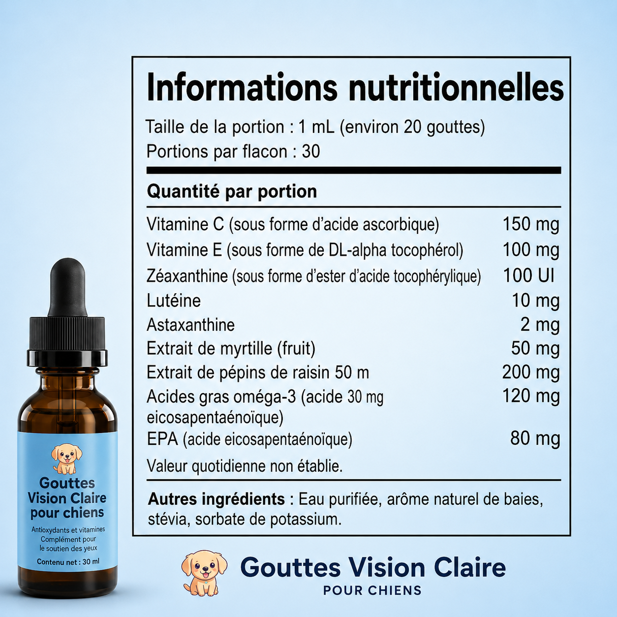 Gouttes Vision Claire pour Chien - Redonnez à votre chien un regard clair, de l'intérieur